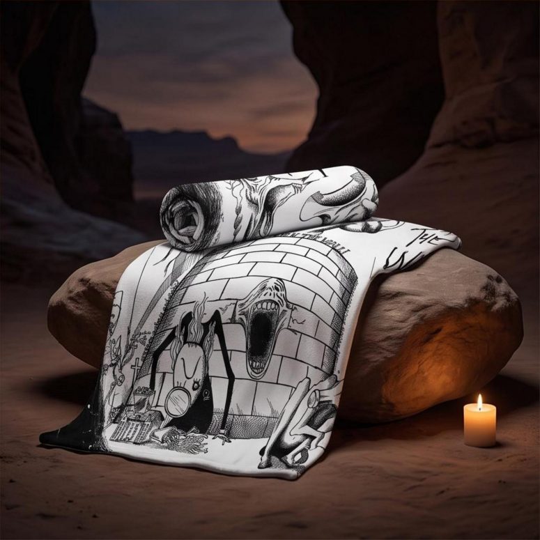 Pink Floyd Fleece Blanket - Goodbye Blue Sky Tear Down The Wall Pink Floyd Fleece Blanket - Goodbye Blue Sky Tear Down The Wall