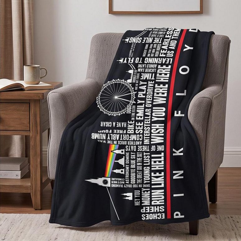 Pink Floyd Fleece Blanket - London Typography Album Art Pink Floyd Fleece Blanket - London Typography Album Art
