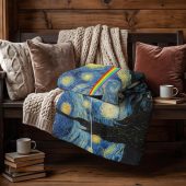 Pink Floyd Fleece Blanket - Starry Night Dark Side Of The Moon Van Gogh