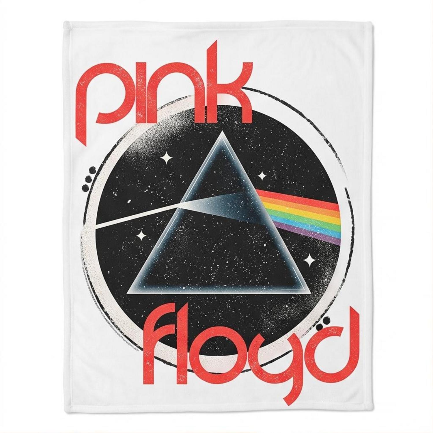Pink Floyd Fleece Blanket - Vintage Dark Side Of The Moon Circle Focus Pink Floyd Fleece Blanket - Vintage Dark Side Of The Moon Circle Focus