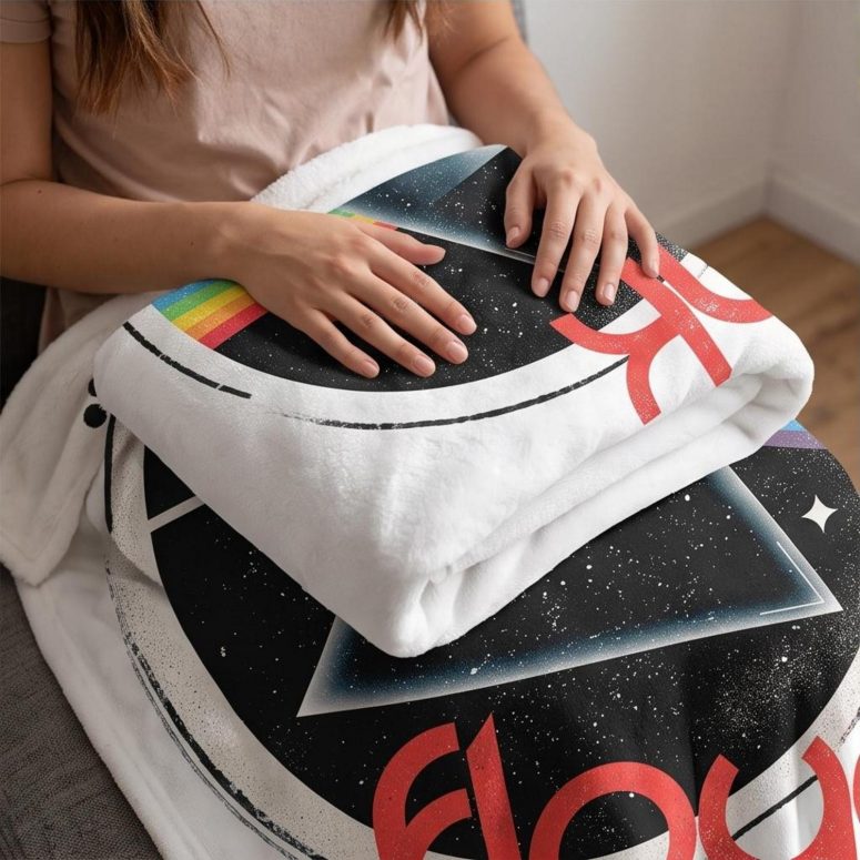 Pink Floyd Fleece Blanket - Vintage Dark Side Of The Moon Circle Focus Pink Floyd Fleece Blanket - Vintage Dark Side Of The Moon Circle Focus