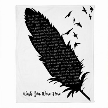 Pink Floyd Fleece Blanket - Wish You Were Here Lyrics Black Feather