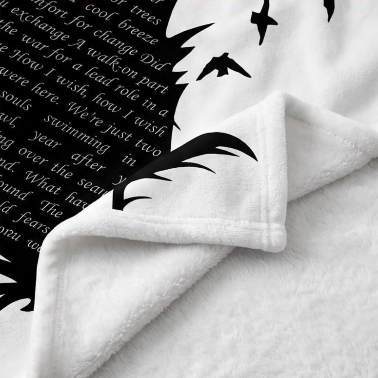 Pink Floyd Fleece Blanket - Wish You Were Here Lyrics Black Feather