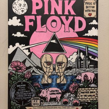 Pink Floyd Metal Sign - Dark Side Of The Moon Hand Painted Print
