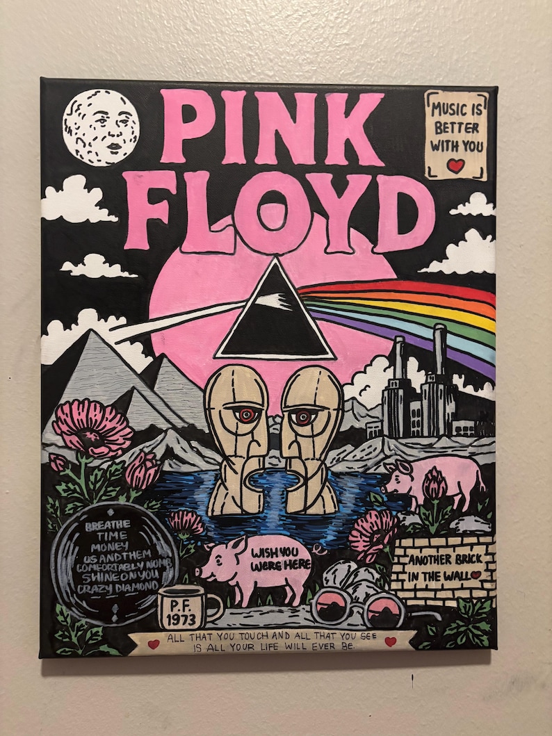 Pink Floyd Metal Sign - Dark Side Of The Moon Hand Painted Print Pink Floyd Metal Sign - Dark Side Of The Moon Hand Painted Print