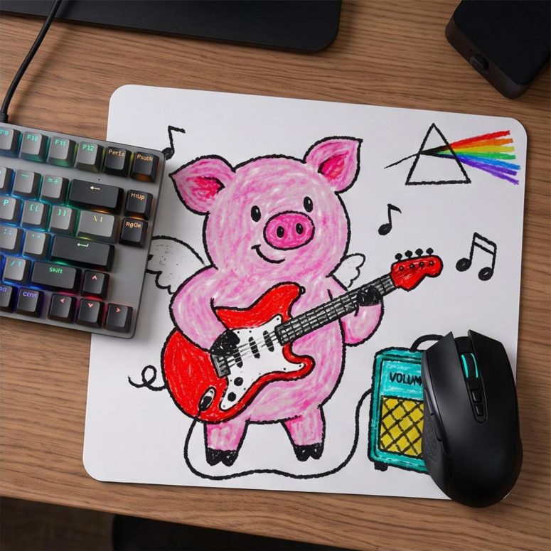 Pink Floyd Mousepad - Crayon Another Pig In he Band
