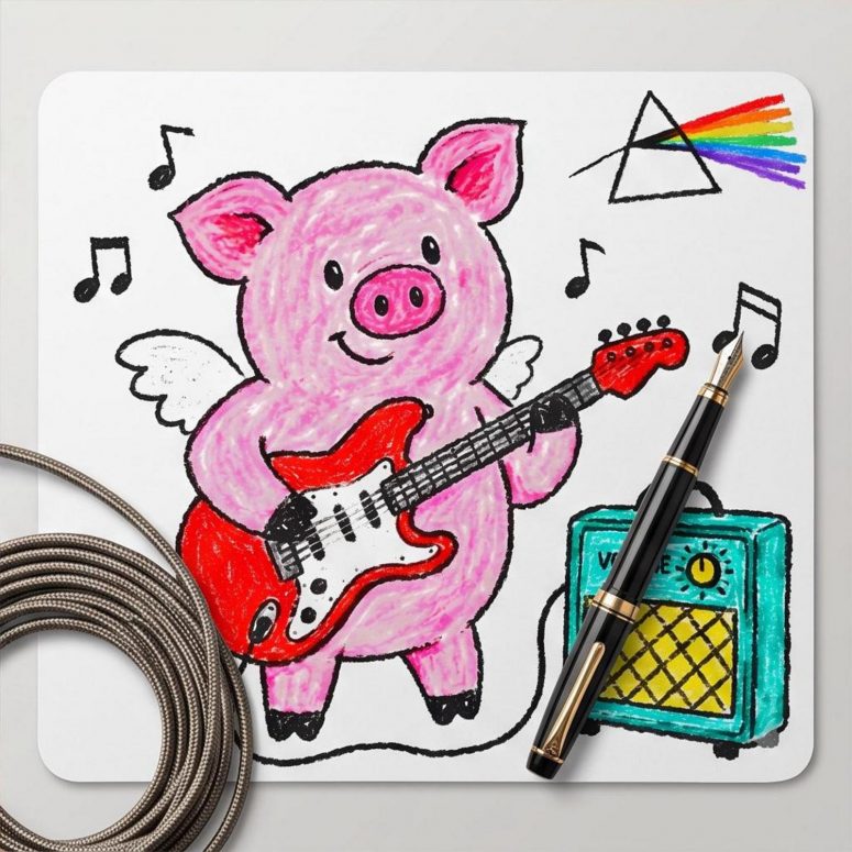 Pink Floyd Mousepad - Crayon Another Pig In he Band