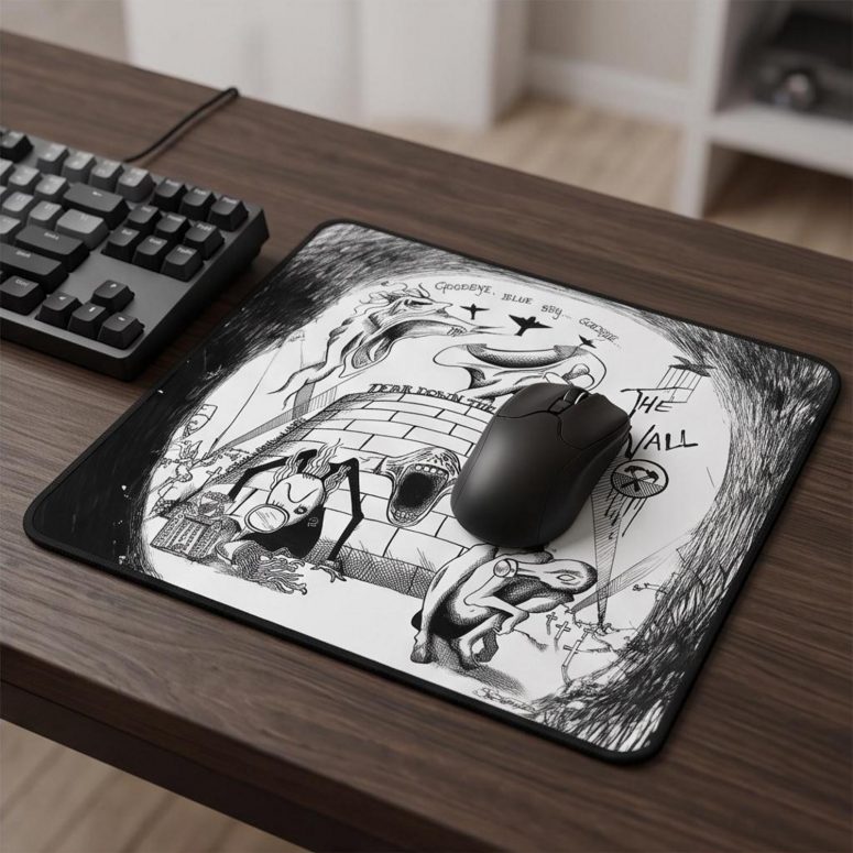 Pink Floyd Mousepad - Goodbye Blue Sky Tear Down The Wall Pink Floyd Mousepad - Goodbye Blue Sky Tear Down The Wall