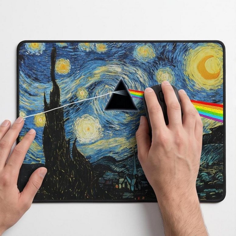 Pink Floyd Mousepad - Starry Night Dark Side Of The Moon Van Gogh Pink Floyd Mousepad - Starry Night Dark Side Of The Moon Van Gogh