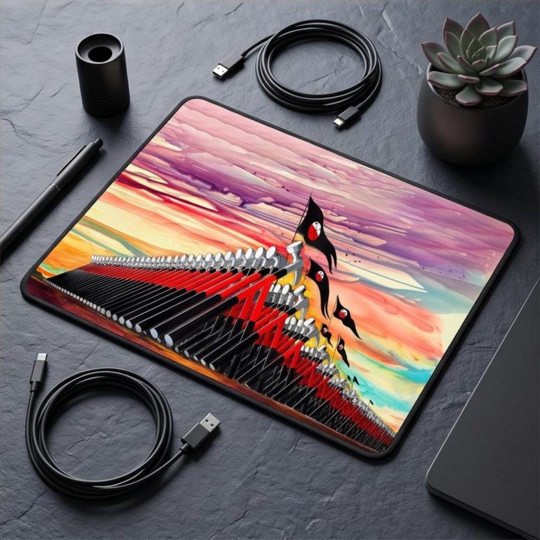 Pink Floyd Mousepad - The Wall Marching Hammers Drawing Art