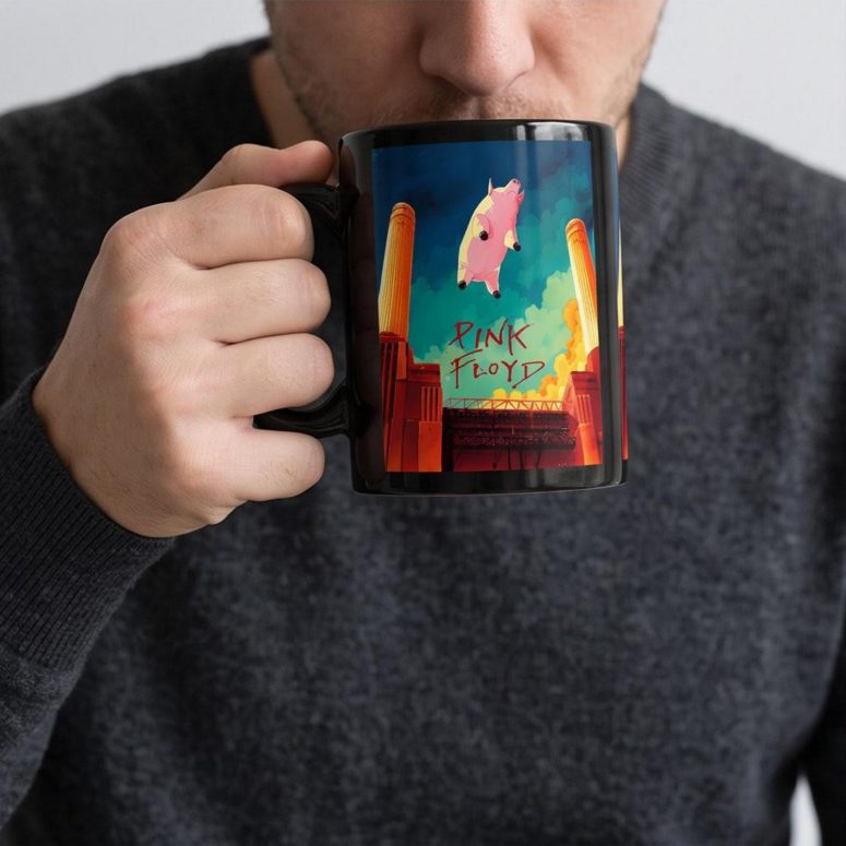 Pink Floyd Mug - Animals Flying Pig Comic Style Art Print Pink Floyd Mug - Animals Flying Pig Comic Style Art Print