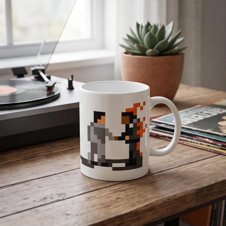 Pink Floyd Mug - Wish You Were Here ShakeHand Pixel Art