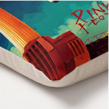 Pink Floyd Pillow Cover - Animals Flying Pig Comic Style Art Print