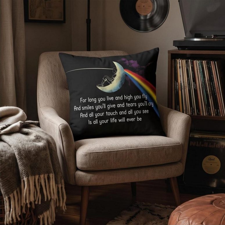 Pink Floyd Pillow Cover - Breathe Lyric DSOTM All Your Life Will Ever Be