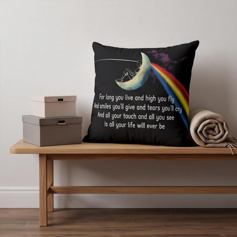 Pink Floyd Pillow Cover - Breathe Lyric DSOTM All Your Life Will Ever Be