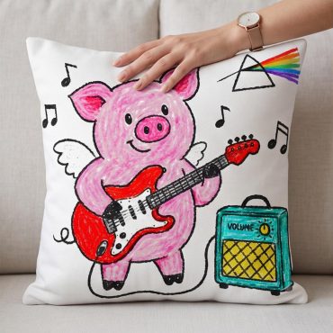 Pink Floyd Pillow Cover - Crayon Another Pig In he Band
