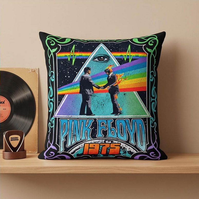 Pink Floyd Pillow Cover - Dark Side Of the Moon Wish You Were Here 1975