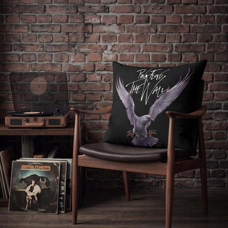 Pink Floyd Pillow Cover - Death Raven Bird The Wall