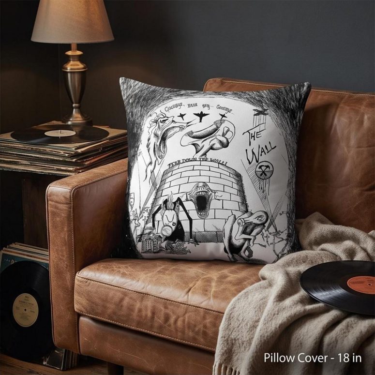 Pink Floyd Pillow Cover - Goodbye Blue Sky Tear Down The Wall