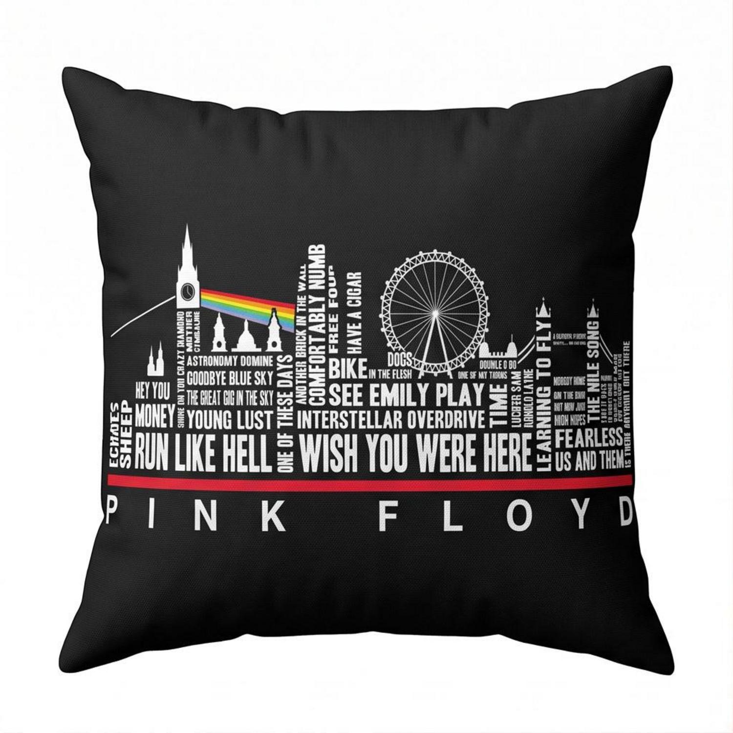 Pink Floyd Pillow Cover - London Typography Album Art Pink Floyd Pillow Cover - London Typography Album Art