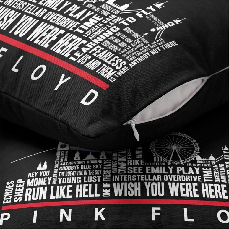 Pink Floyd Pillow Cover - London Typography Album Art Pink Floyd Pillow Cover - London Typography Album Art