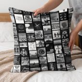 Pink Floyd Pillow Cover - Pink Floyd Artwork Poster Collage Black White