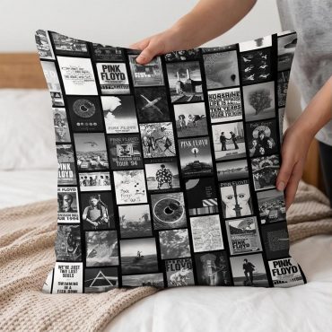 Pink Floyd Pillow Cover - Pink Floyd Artwork Poster Collage Black White