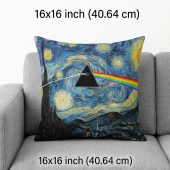 Pink Floyd Pillow Cover - Starry Night Dark Side Of The Moon Van Gogh