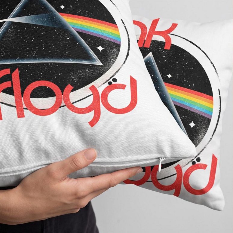 Pink Floyd Pillow Cover - Vintage Dark Side Of The Moon Circle Focus Pink Floyd Pillow Cover - Vintage Dark Side Of The Moon Circle Focus
