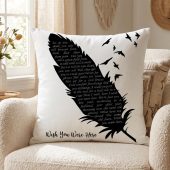Pink Floyd Pillow Cover - Wish You Were Here Lyrics Black Feather