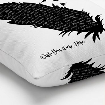 Pink Floyd Pillow Cover - Wish You Were Here Lyrics Black Feather