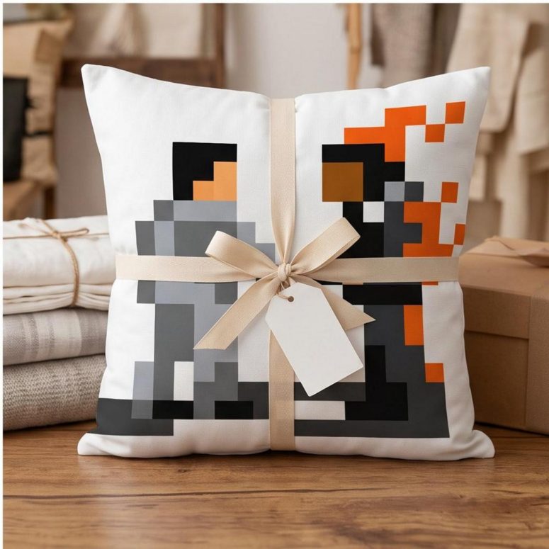 Pink Floyd Pillow Cover - Wish You Were Here ShakeHand Pixel Art