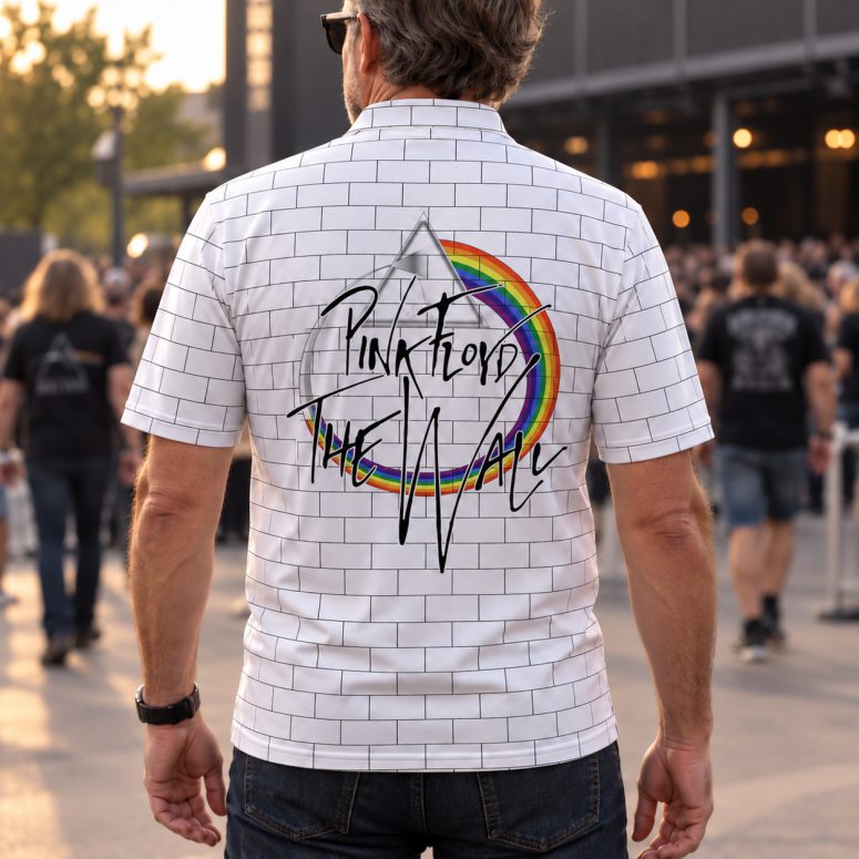Pink Floyd Polo Shirt - The Light Behind The Wall Dark Side Of The Moon Pink Floyd Polo Shirt - The Light Behind The Wall Dark Side Of The Moon