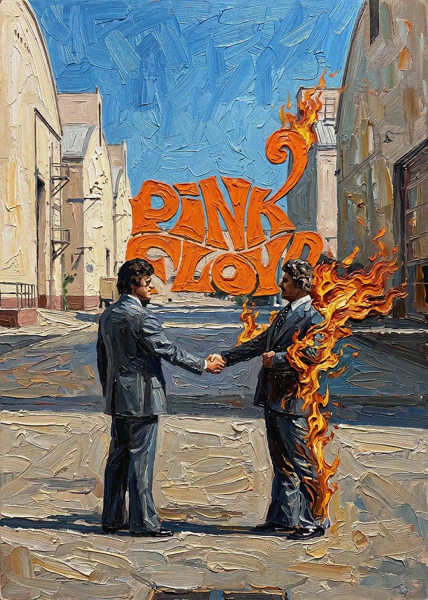 Pink Floyd Poster - Wish You Were Here Impasto Oil Painting Style Art Print Pink Floyd Poster - Wish You Were Here Impasto Oil Painting Style Art Print