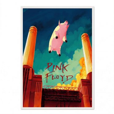 Pink Floyd Poster - Animals Flying Pig Comic Style Art Print