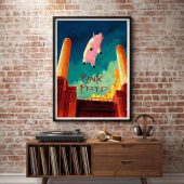 Pink Floyd Poster - Animals Flying Pig Comic Style Art Print Pink Floyd Poster - Animals Flying Pig Comic Style Art Print