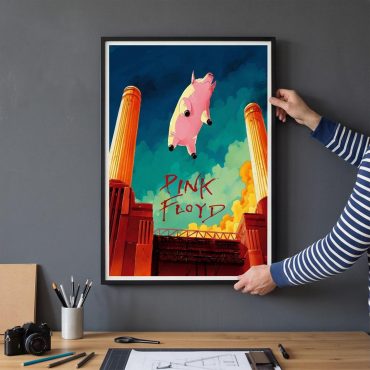 Pink Floyd Poster - Animals Flying Pig Comic Style Art Print