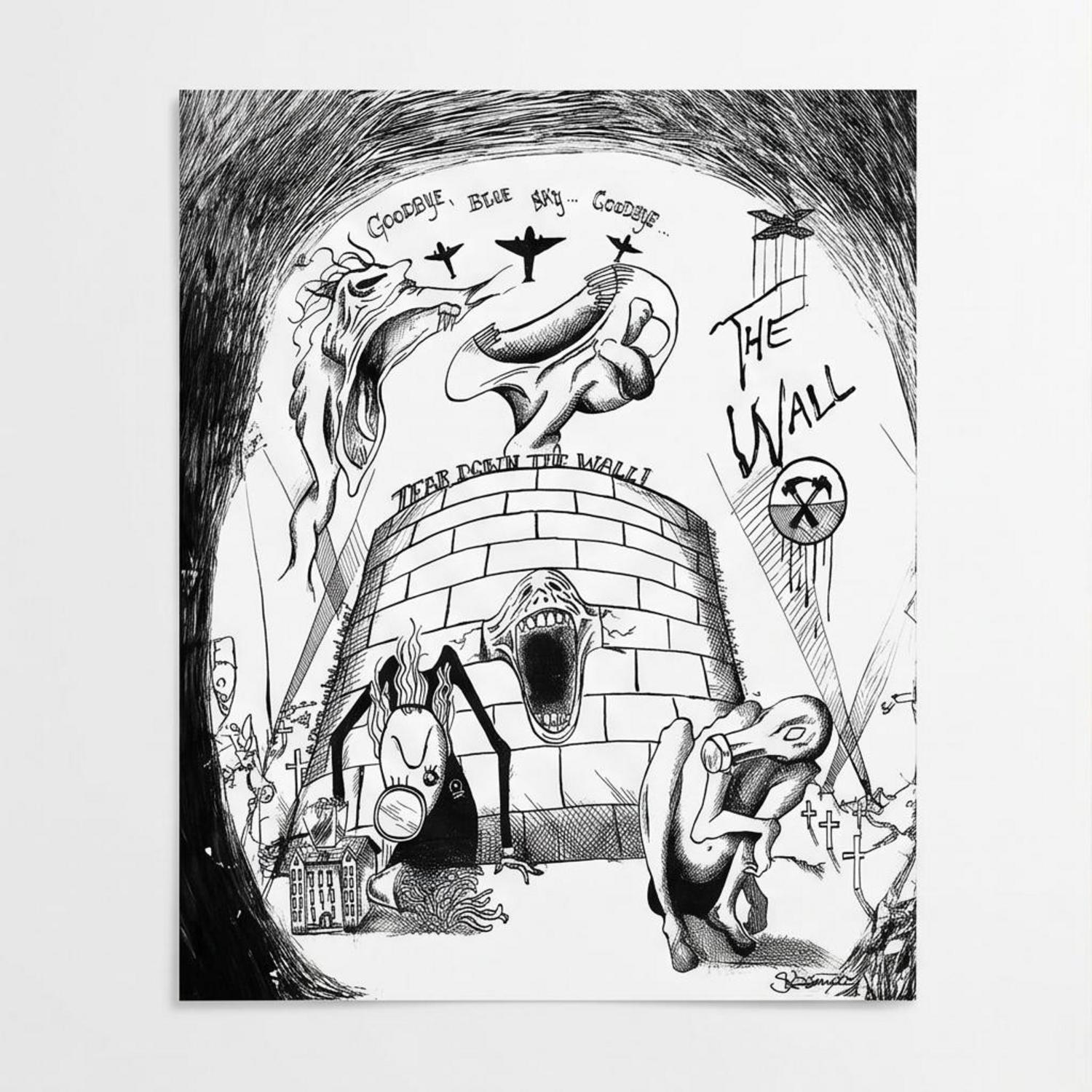 Pink Floyd Poster - Goodbye Blue Sky Tear Down The Wall Pink Floyd Poster - Goodbye Blue Sky Tear Down The Wall