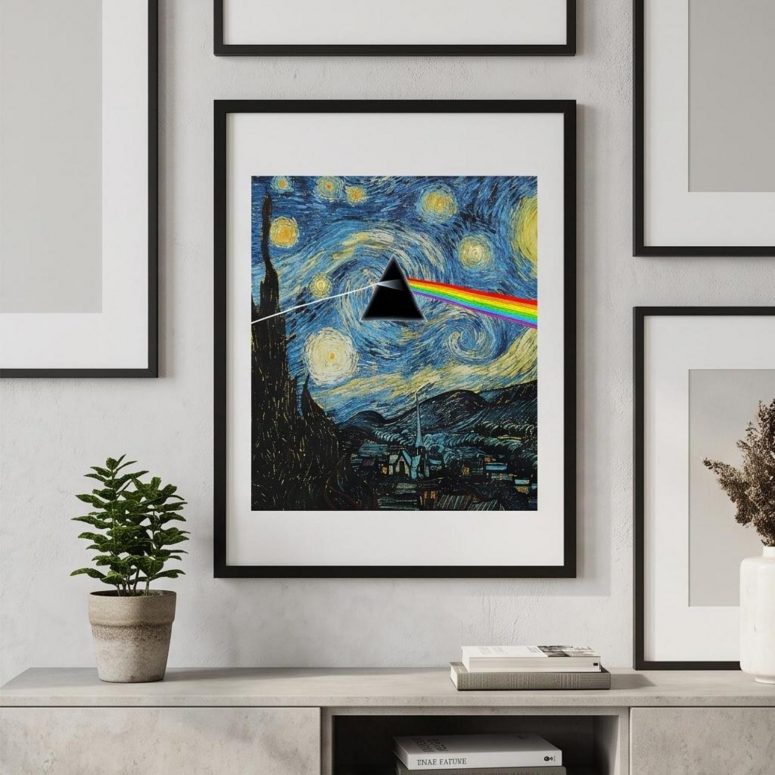 Pink Floyd Poster - Starry Night Dark Side Of The Moon Van Gogh
