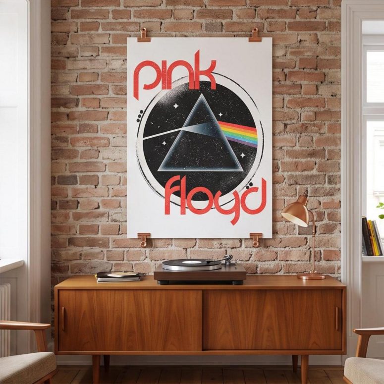Pink Floyd Poster - Vintage Dark Side Of The Moon Circle Focus Pink Floyd Poster - Vintage Dark Side Of The Moon Circle Focus