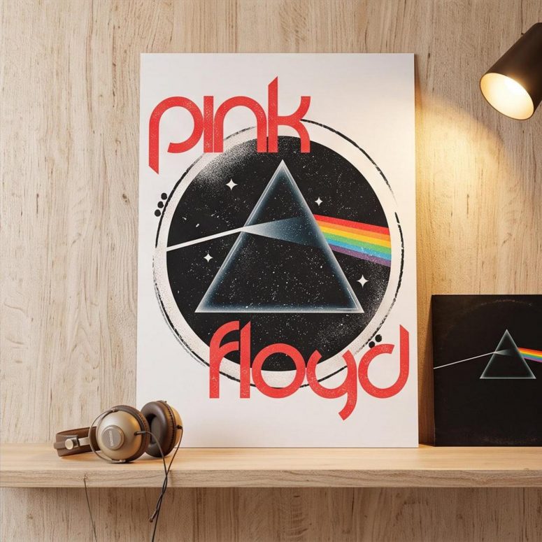 Pink Floyd Poster - Vintage Dark Side Of The Moon Circle Focus Pink Floyd Poster - Vintage Dark Side Of The Moon Circle Focus