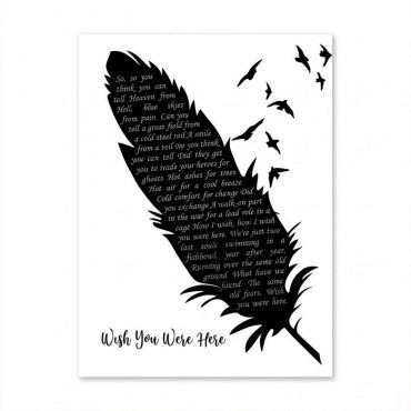 Pink Floyd Poster - Wish You Were Here Lyrics Black Feather