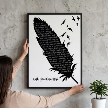 Pink Floyd Poster - Wish You Were Here Lyrics Black Feather