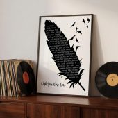 Pink Floyd Poster - Wish You Were Here Lyrics Black Feather