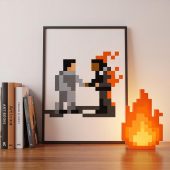 Pink Floyd Poster - Wish You Were Here ShakeHand Pixel Art