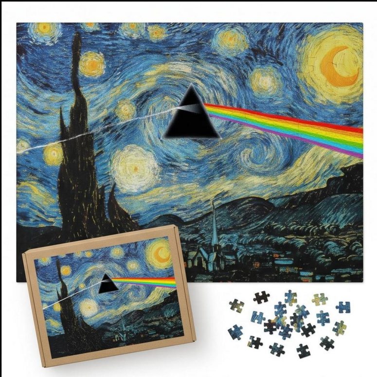 Pink Floyd Puzzle - Starry Night Dark Side Of The Moon Van Gogh