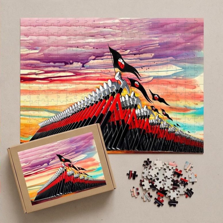 Pink Floyd Puzzle - The Wall Marching Hammers Drawing Art