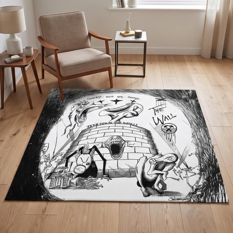 Pink Floyd Rug - Goodbye Blue Sky Tear Down The Wall Pink Floyd Rug - Goodbye Blue Sky Tear Down The Wall
