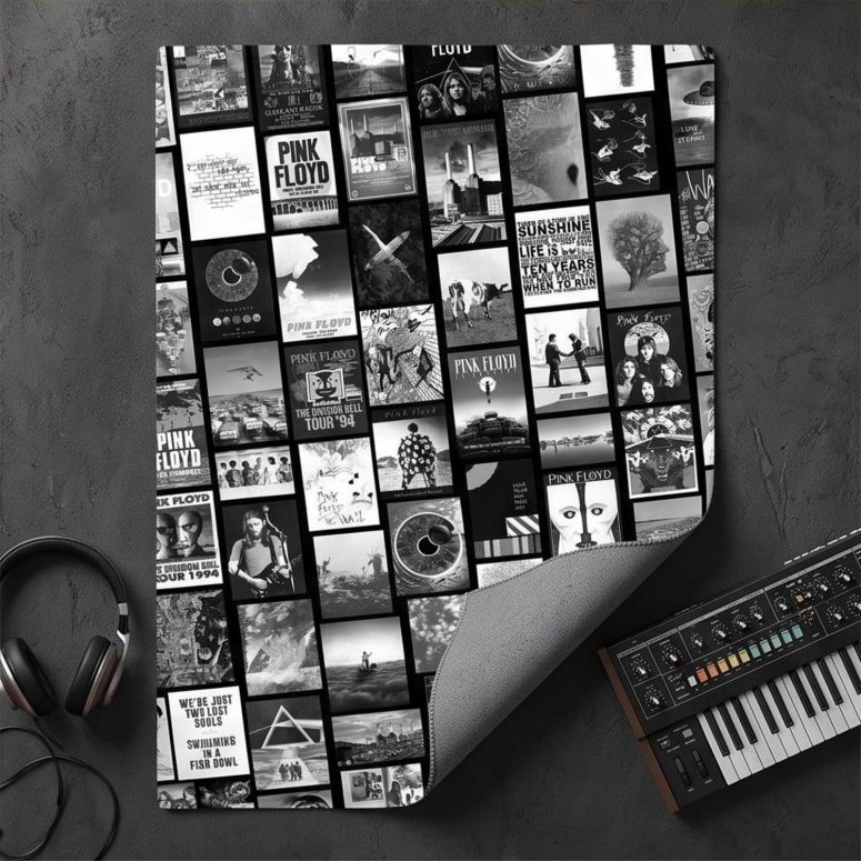 Pink Floyd Rug - Pink Floyd Artwork Poster Collage Black White Pink Floyd Rug - Pink Floyd Artwork Poster Collage Black White