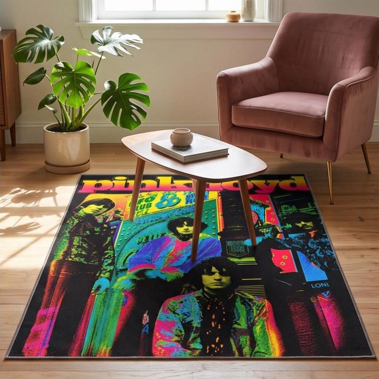 Pink Floyd Rug - Psychedelic Colors Members Pink Floyd Rug - Psychedelic Colors Members